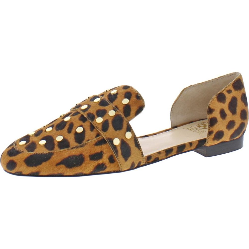 Vince Camuto Womens Leopard Print Studded D'Orsay Tan
